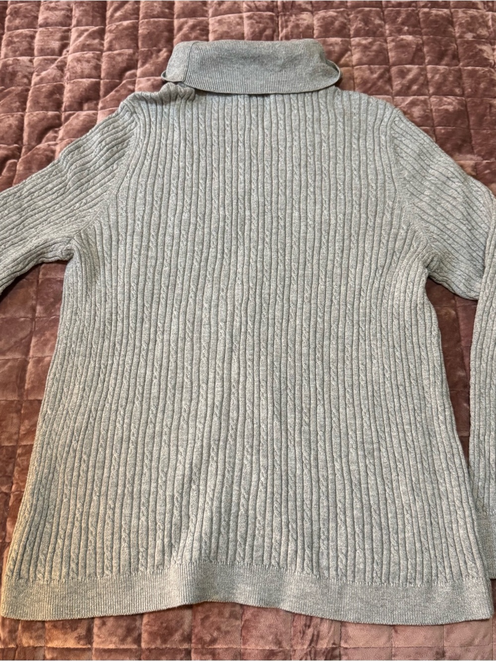 Talbots Women’s 2X Gray Cable Knit Turtleneck Cotton Blend Sweater